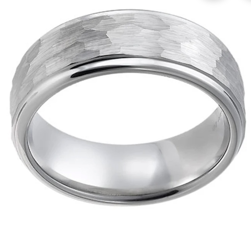 New Mens Hammered Tungsten Carbide Wedding Band Ring 8mm 16 Size Engraved
